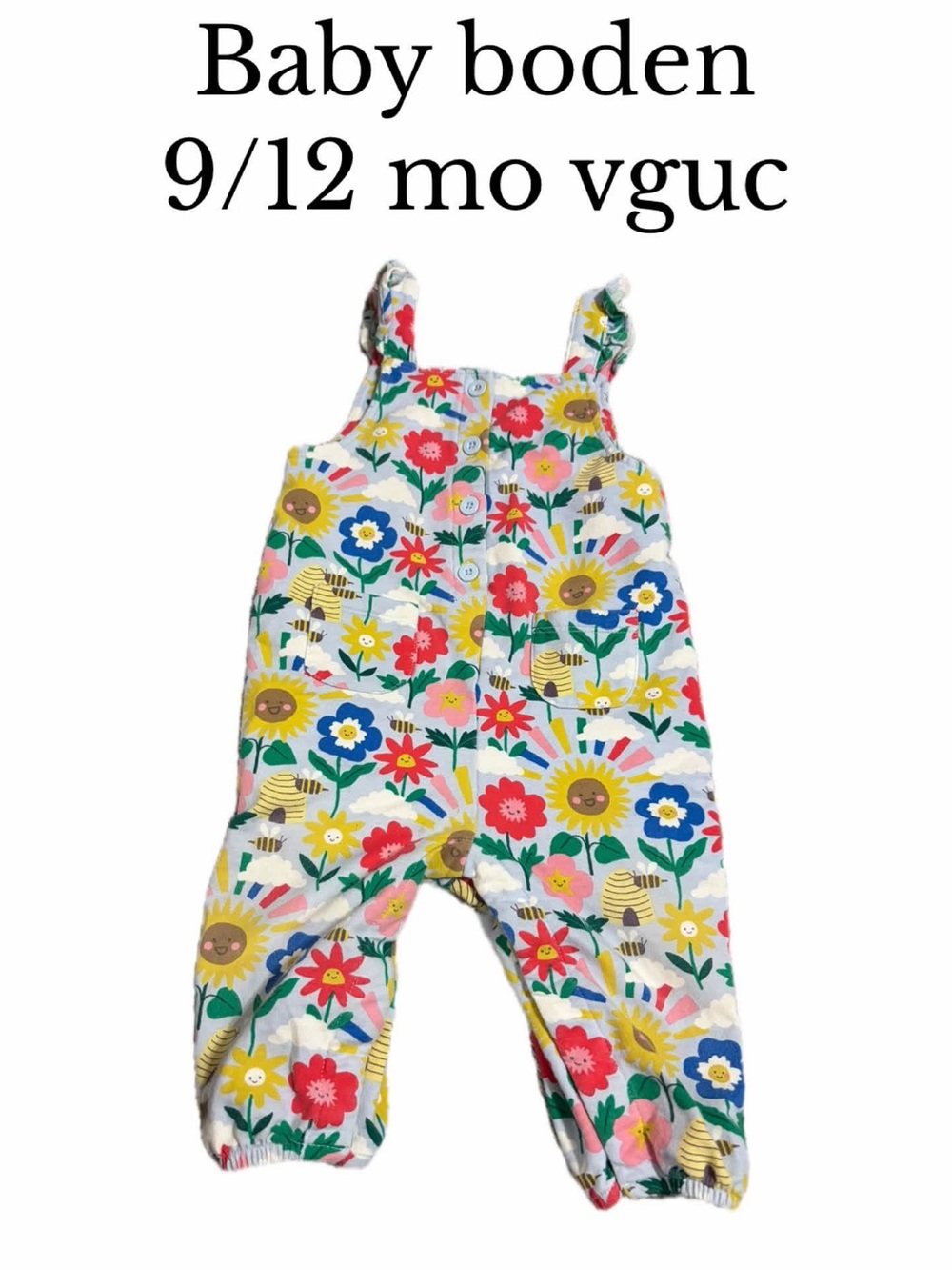 Baby boden 9-12 month beehive floral romper